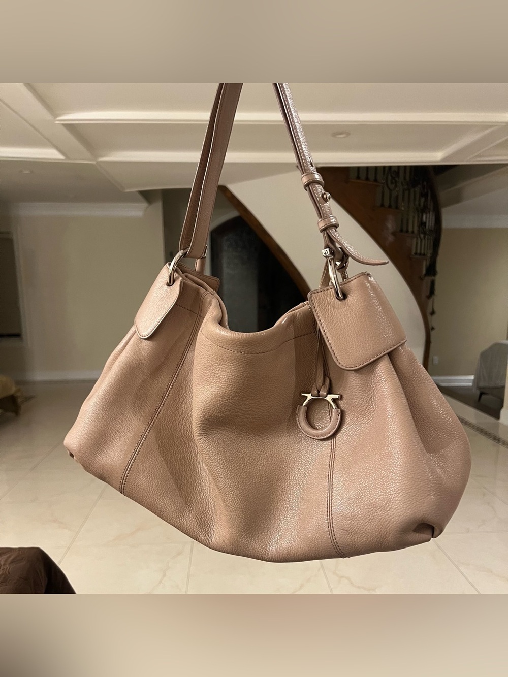 Salvatore Ferragamo Pebbled Leather Pink Bag